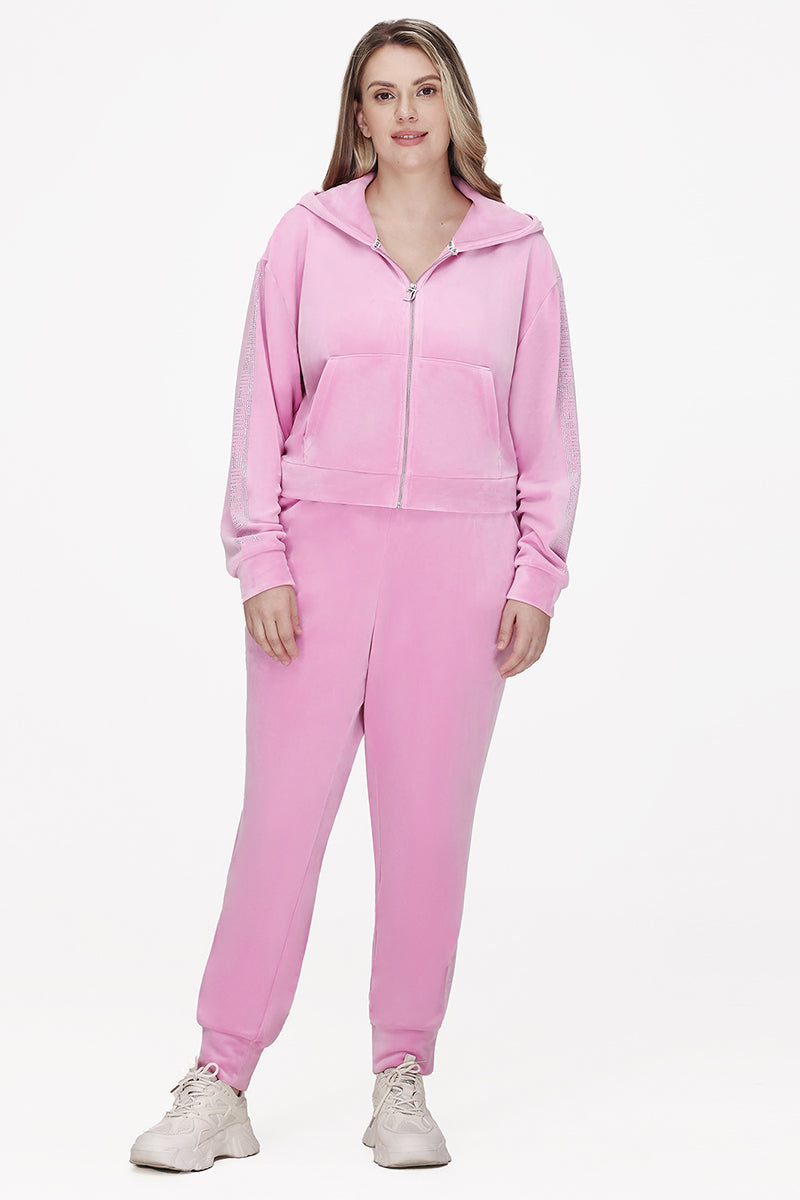 Plus-Size Velour Cropped Jacket With Side Bling - Image 4