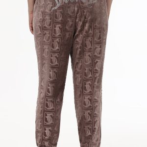 Plus-Size Big Bling Embossed Velour Jogger