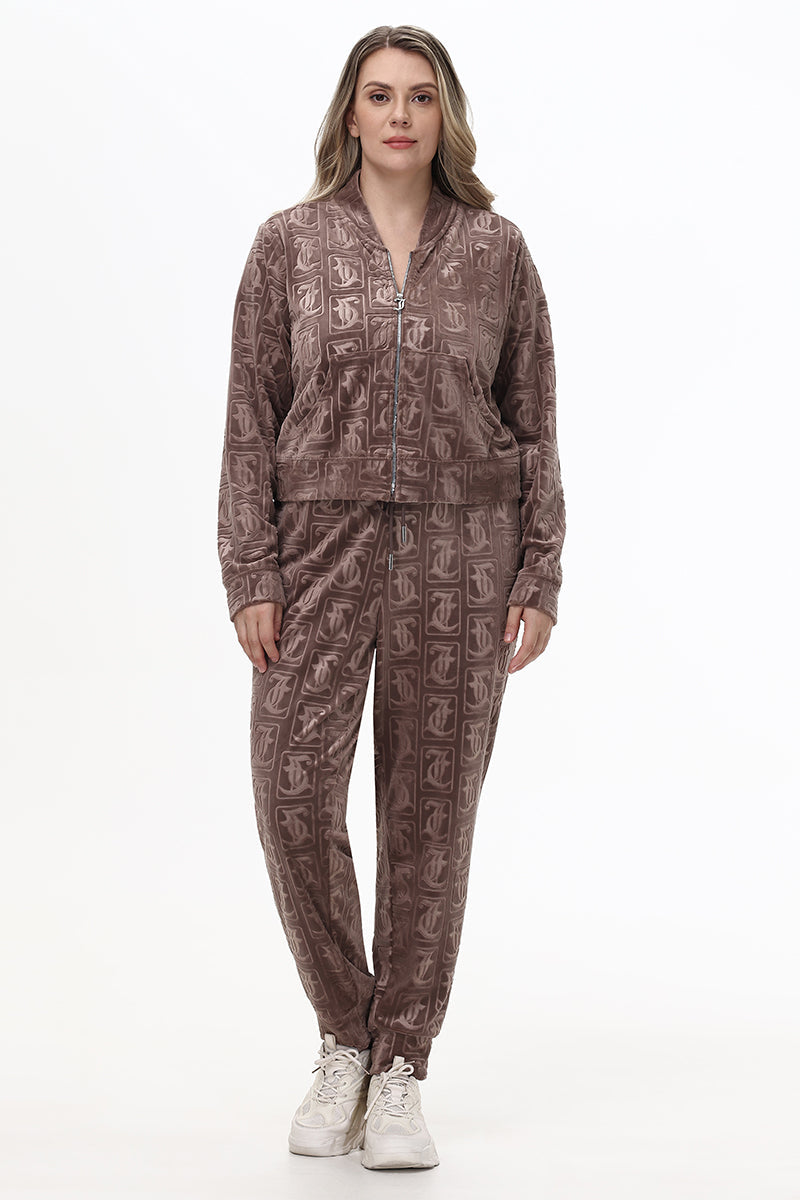 Plus-Size Big Bling Embossed Velour Jogger - Image 5