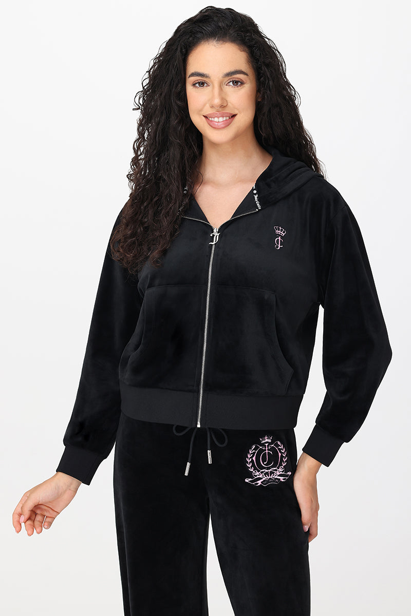 Relaxed Velour Zip Hoodie - Image 3