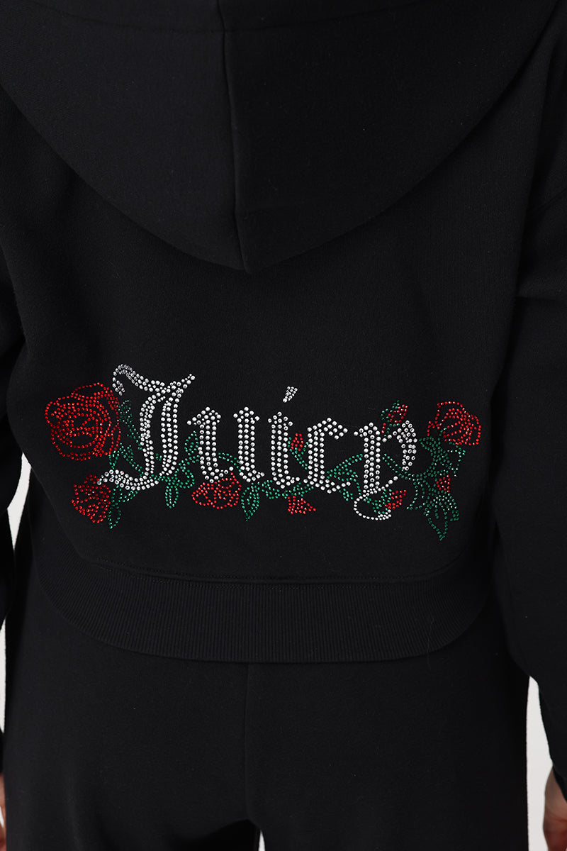 Roses Cropped Zip Front Hoodie - Image 3