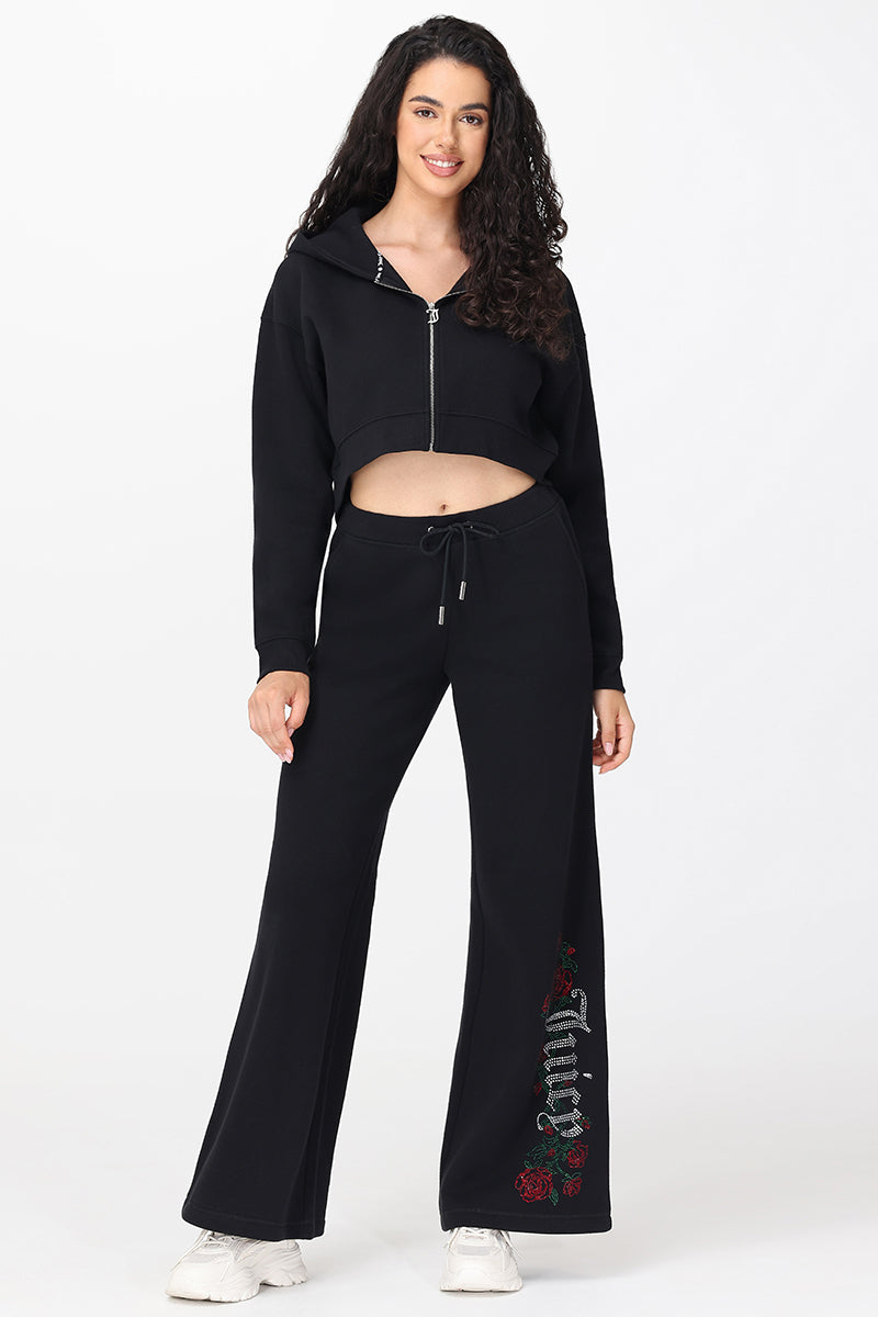Roses Cropped Zip Front Hoodie - Image 5