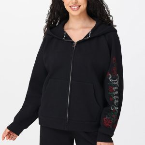 Roses Oversized Zip Front Hoodie