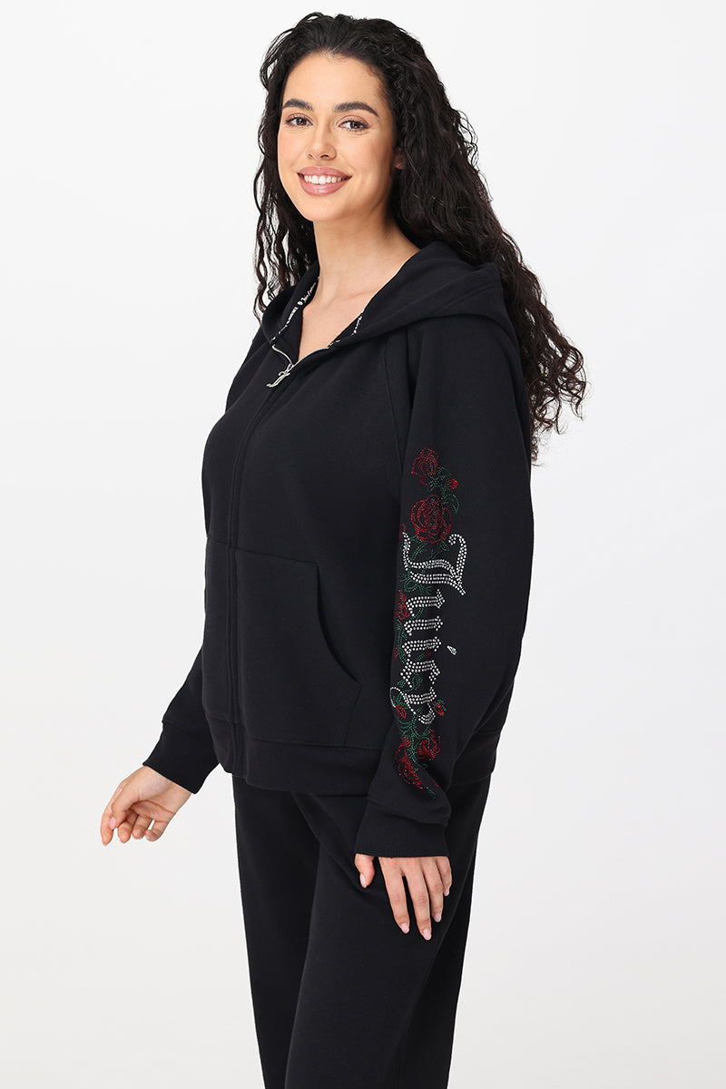 Roses Oversized Zip Front Hoodie - Image 4