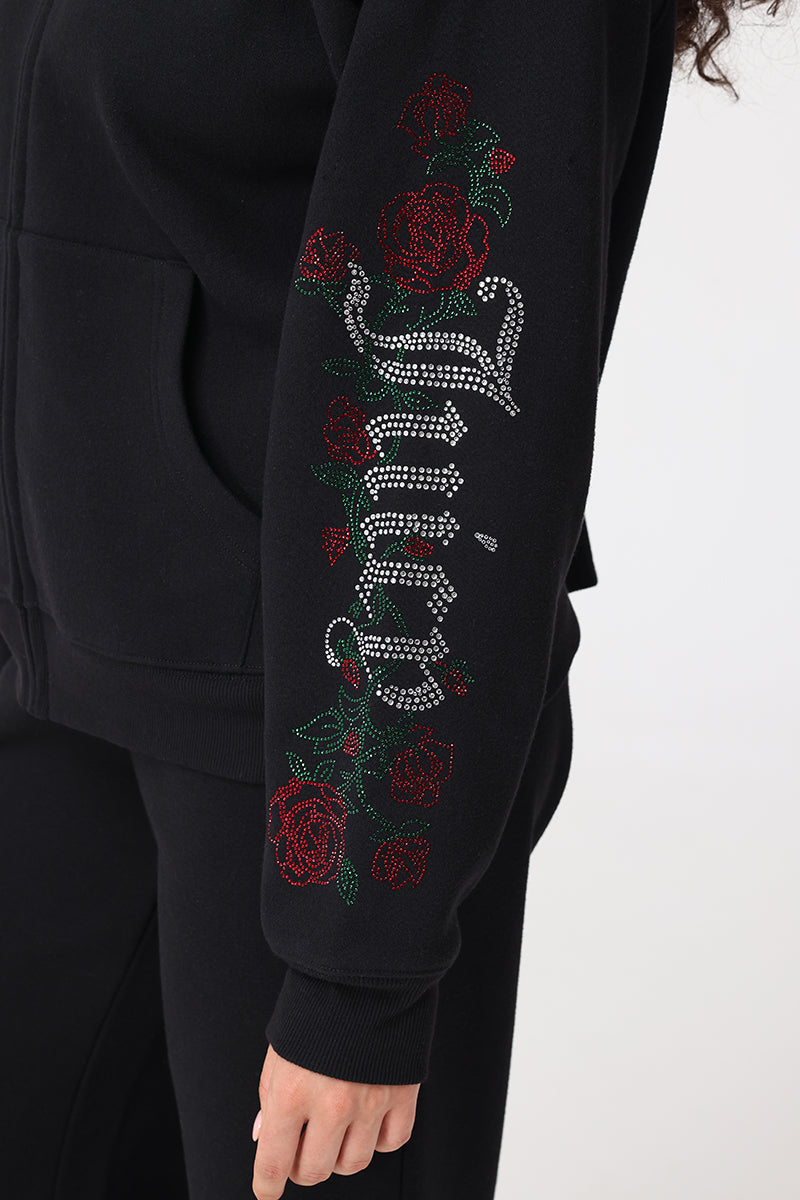 Roses Oversized Zip Front Hoodie - Image 3