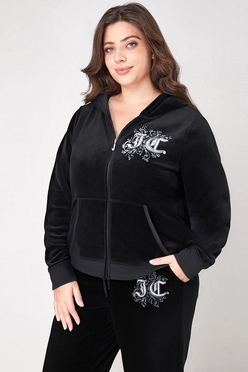 Plus-Size Monogram Heritage Cotton Velour Hoodie - Image 4