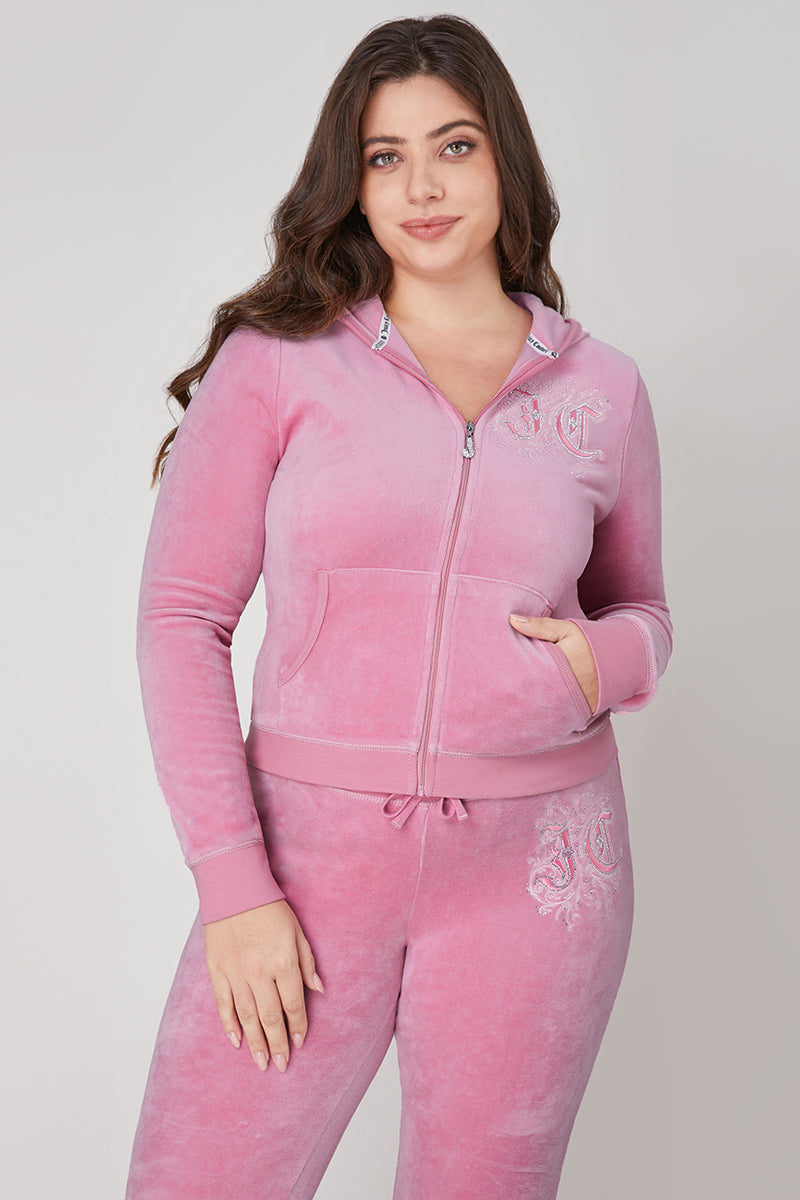Plus-Size Monogram Heritage Cotton Velour Hoodie - Image 2