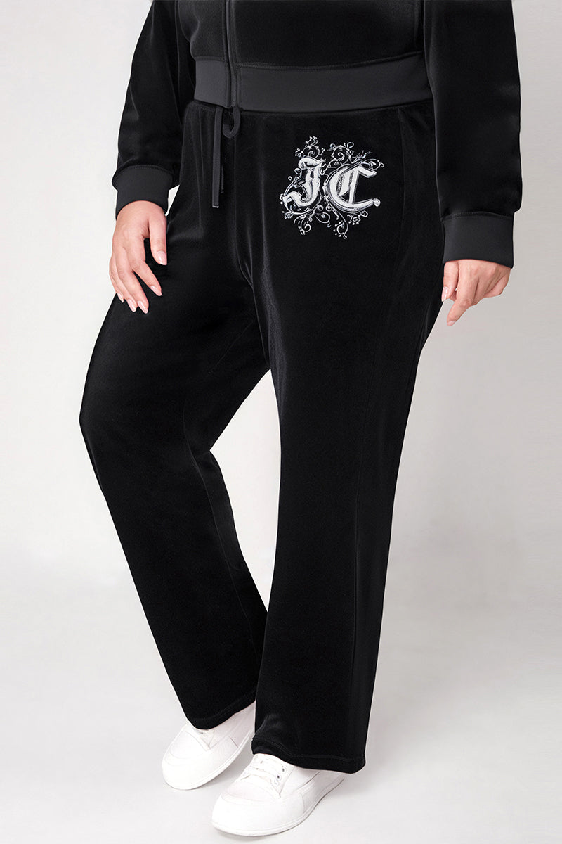 Plus-Size Monogram Heritage Cotton Velour Track Pants - Image 3
