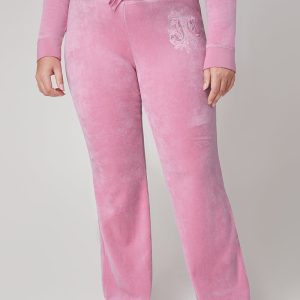 Plus-Size Monogram Heritage Cotton Velour Track Pants