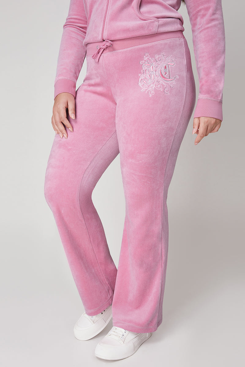 Plus-Size Monogram Heritage Cotton Velour Track Pants - Image 4