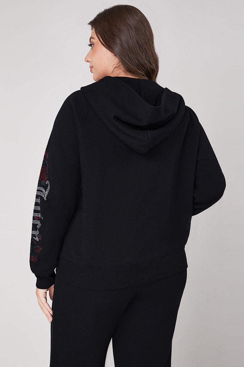 Plus-Size Roses Oversized Zip Front Hoodie - Image 2