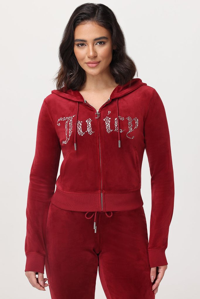 Front Mixed Crystals Velour Hoodie
