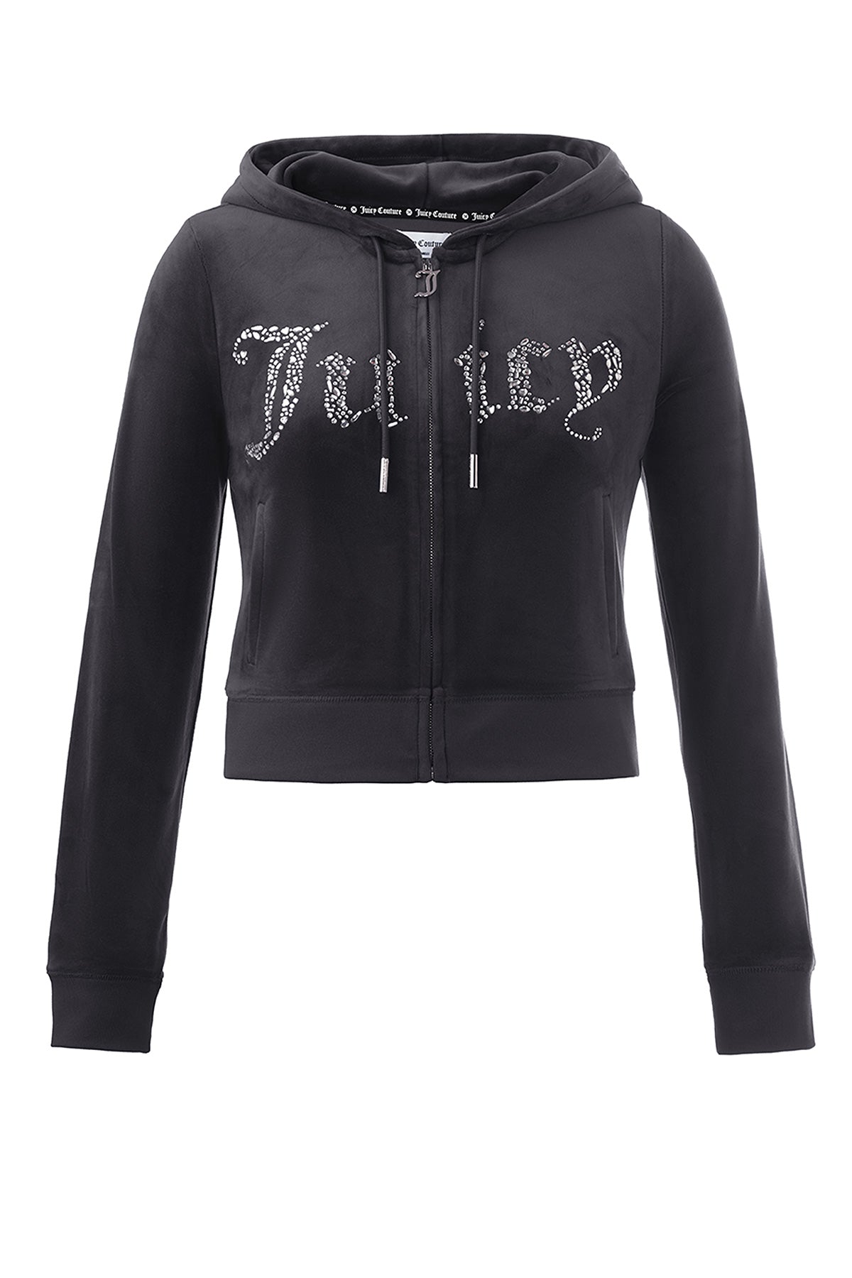 Front Mixed Crystals Velour Hoodie - Image 6