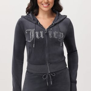 Front Mixed Crystals Velour Hoodie