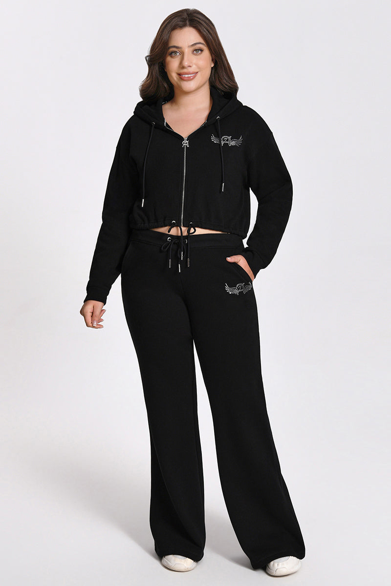 Plus-Size Angel Couture Cropped Fleece Hoodie - Image 5