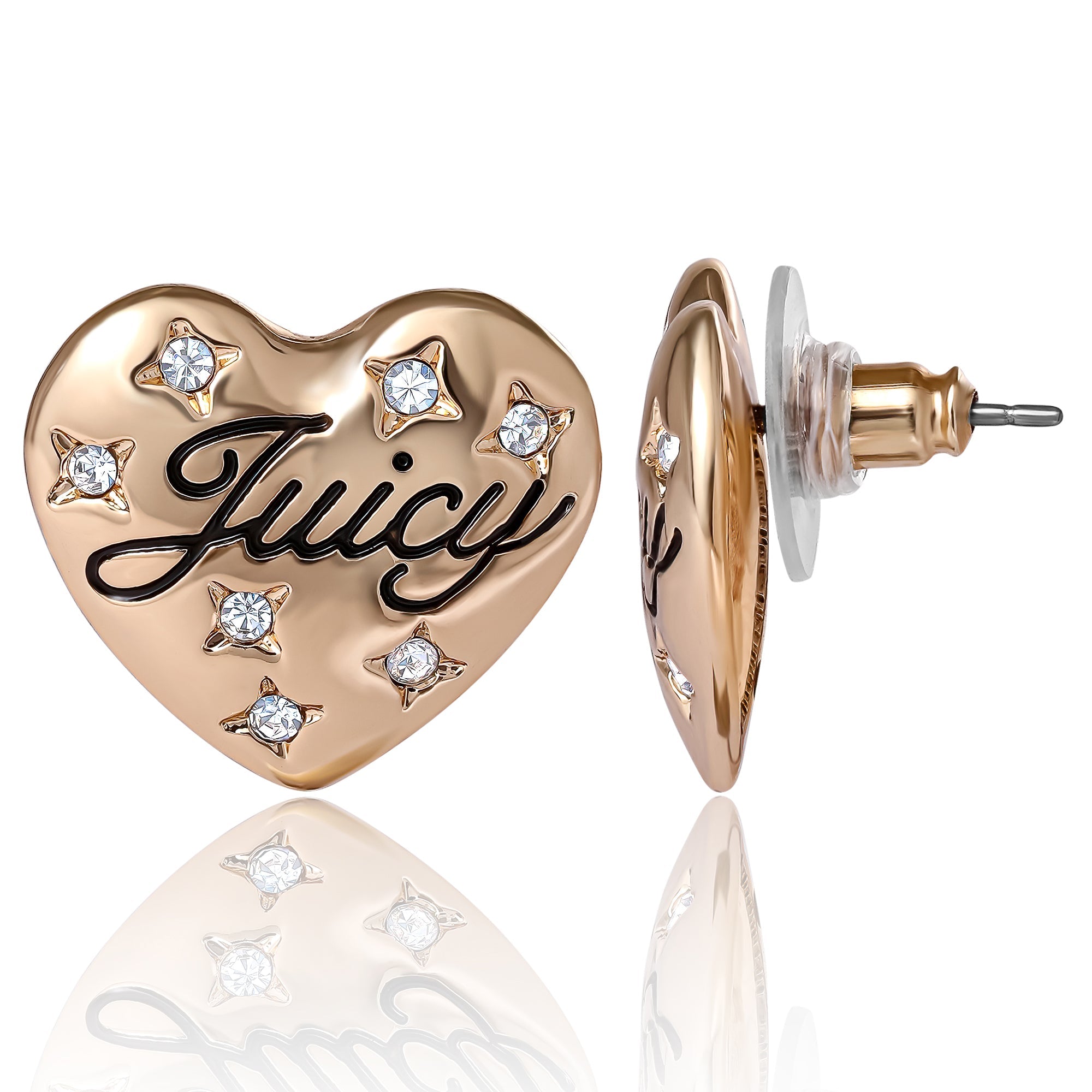 Juicy Crystal-Embellished Heart Stud Earrings - Image 4