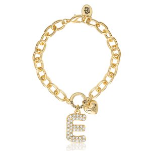 Pav?? Initial Charm Bracelet. Letter E