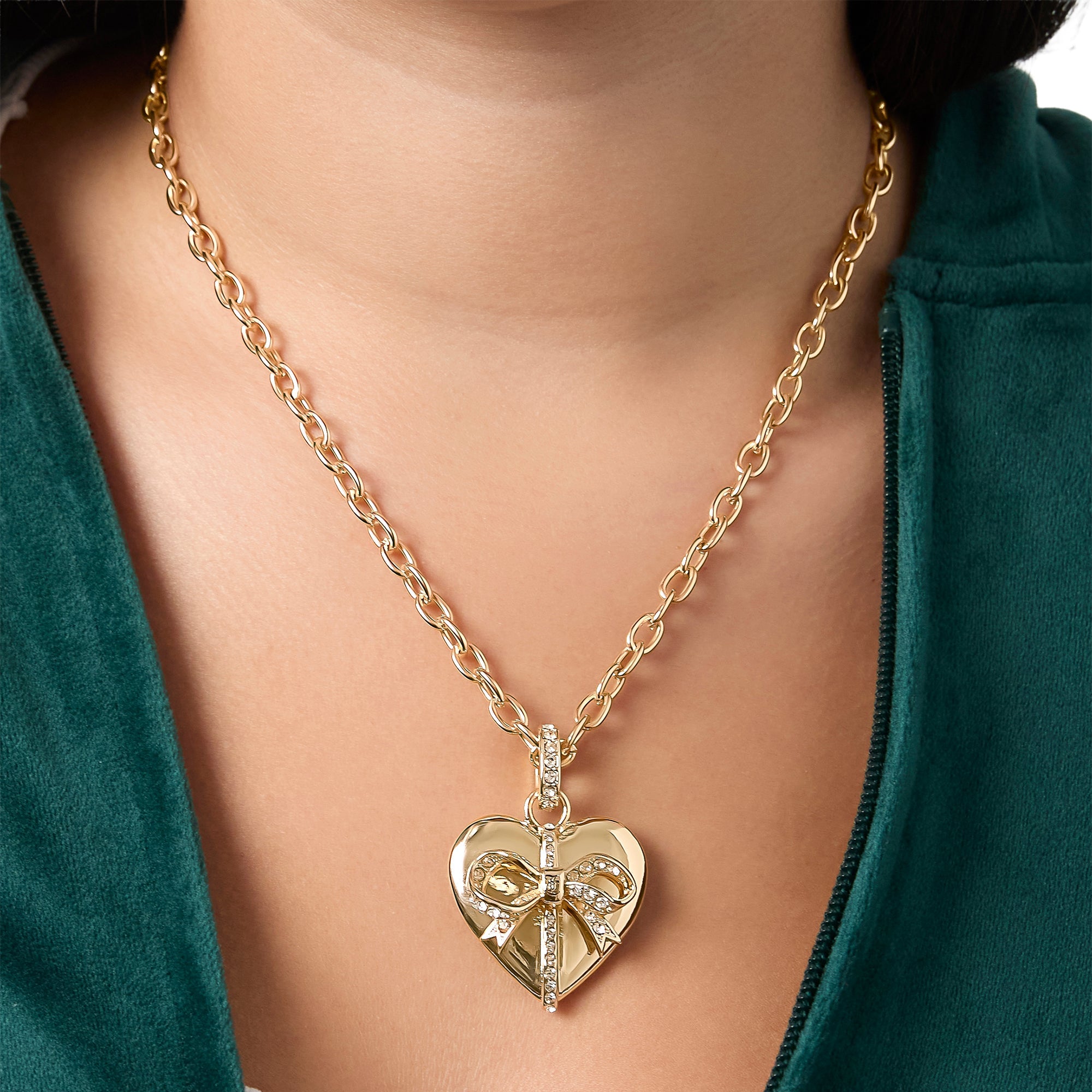 Gold-Tone Heart Charm Necklace - Image 3