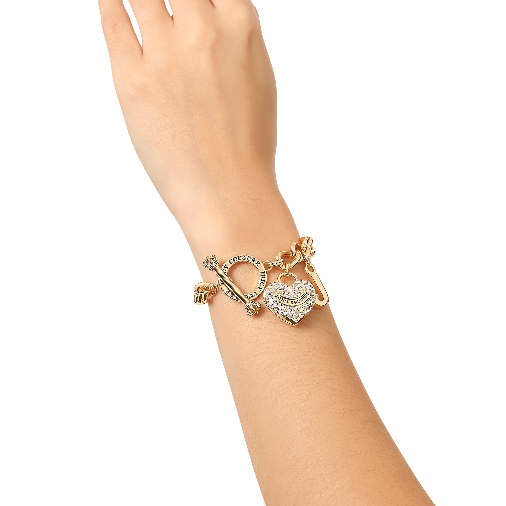 Crystal Heart Charm Toggle Bracelet - Image 2