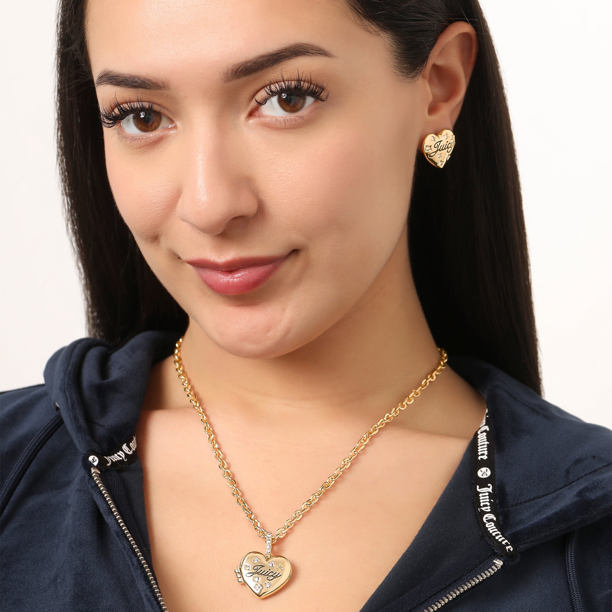 Juicy Crystal-Embellished Heart Stud Earrings - Image 3