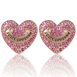 Heart Stud Earrings with Crystal Accents