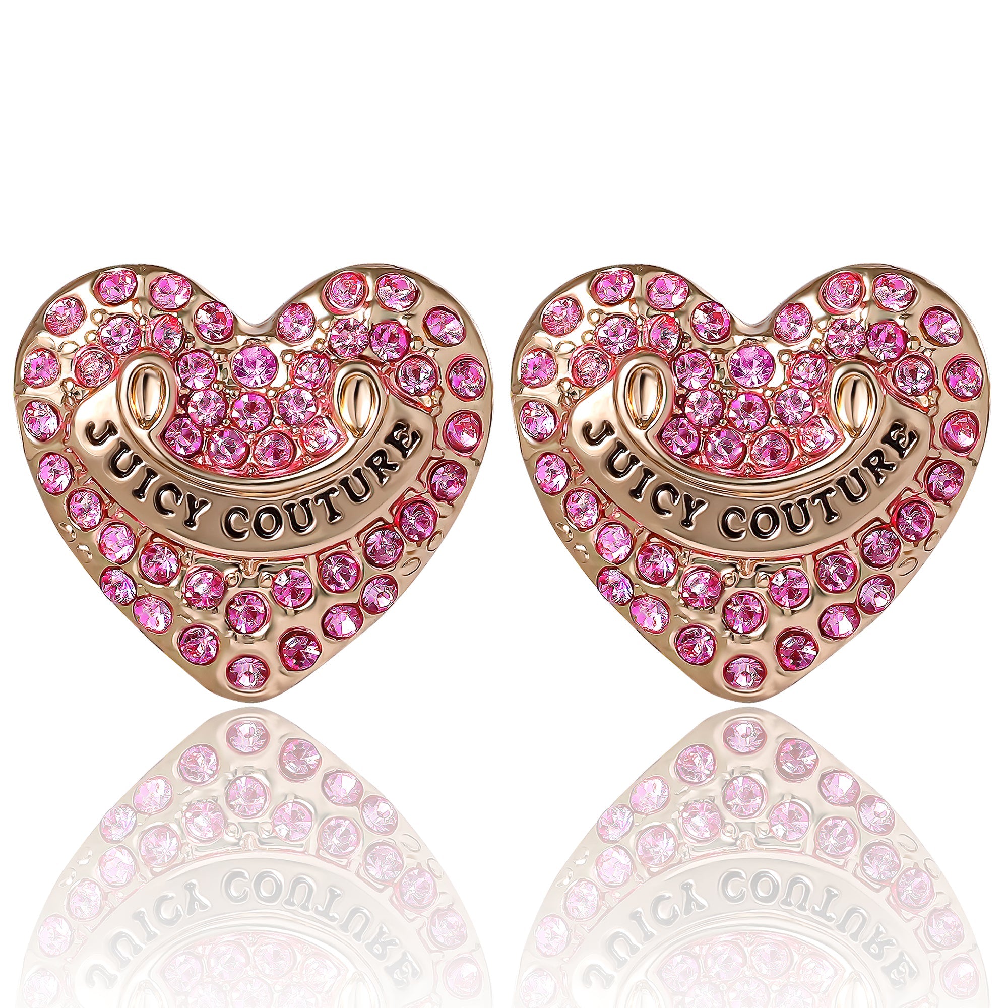 Heart Stud Earrings with Crystal Accents