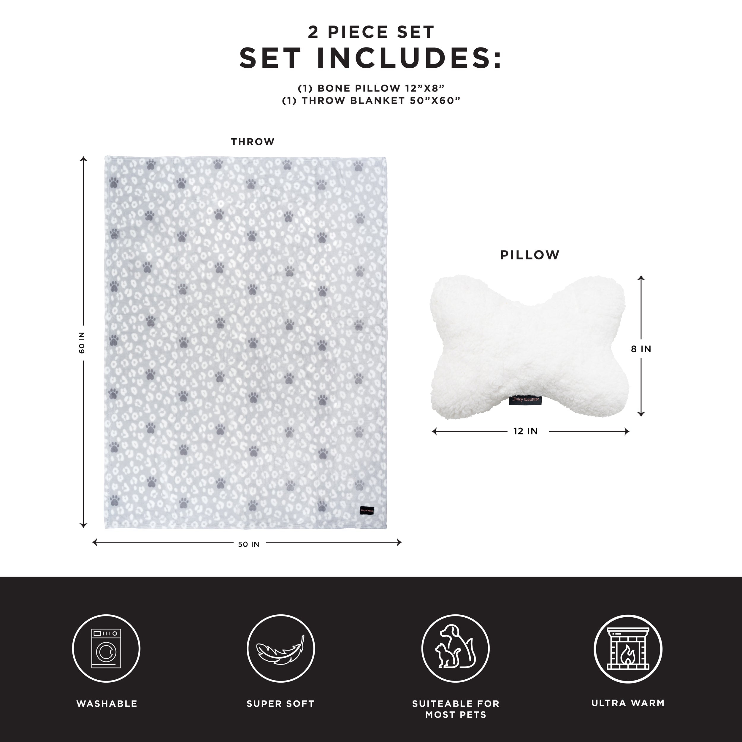 Pet Throw Blanket & Bone Pillow 2-Piece Set - Image 5