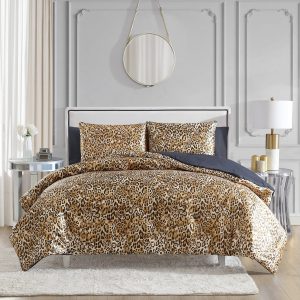 Monica Leopard Satin Reversible Comforter Set