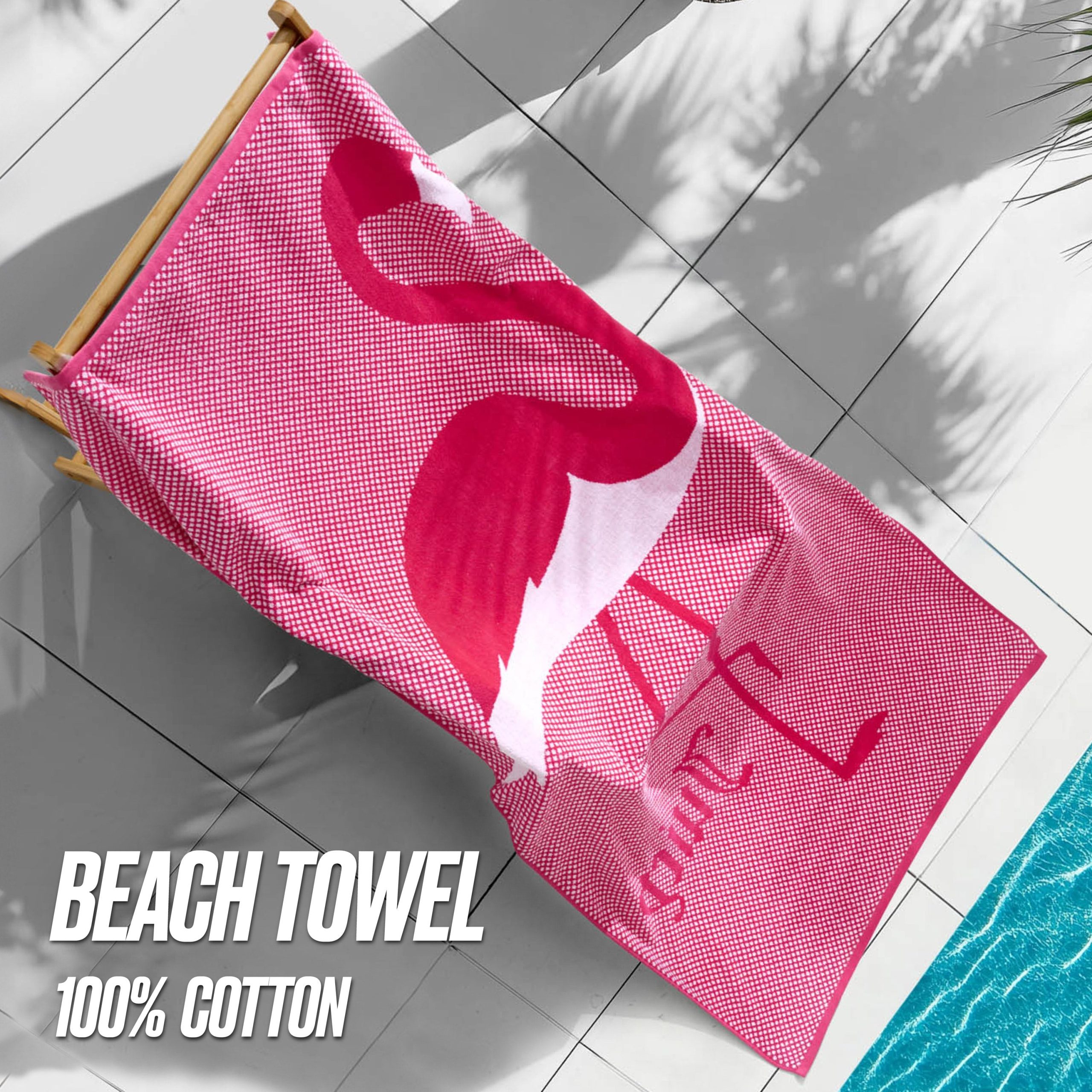 Pink Flamingo Cotton Beach Towel - Image 5