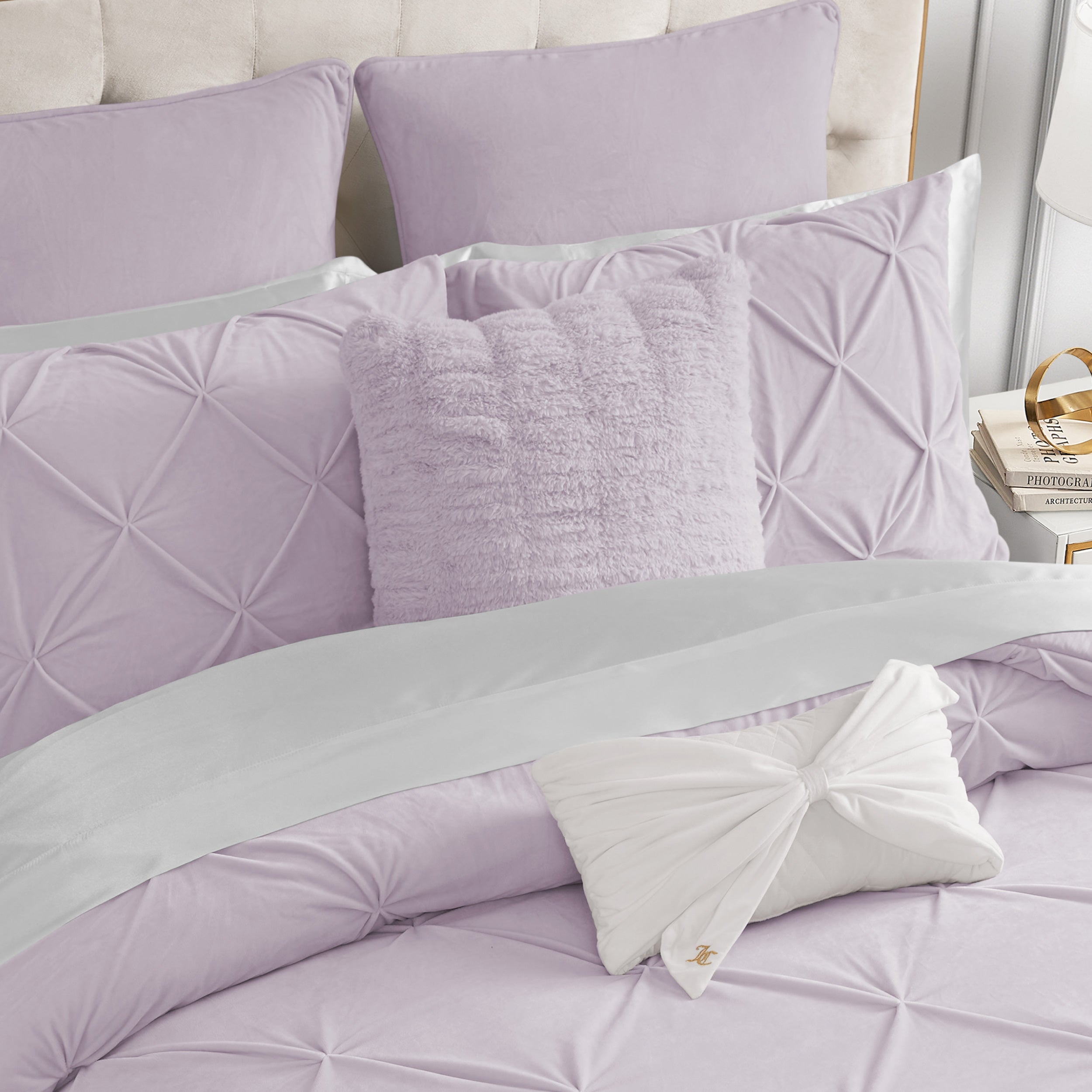 Pleated Faux Fur Decorative Pillow - Image 2