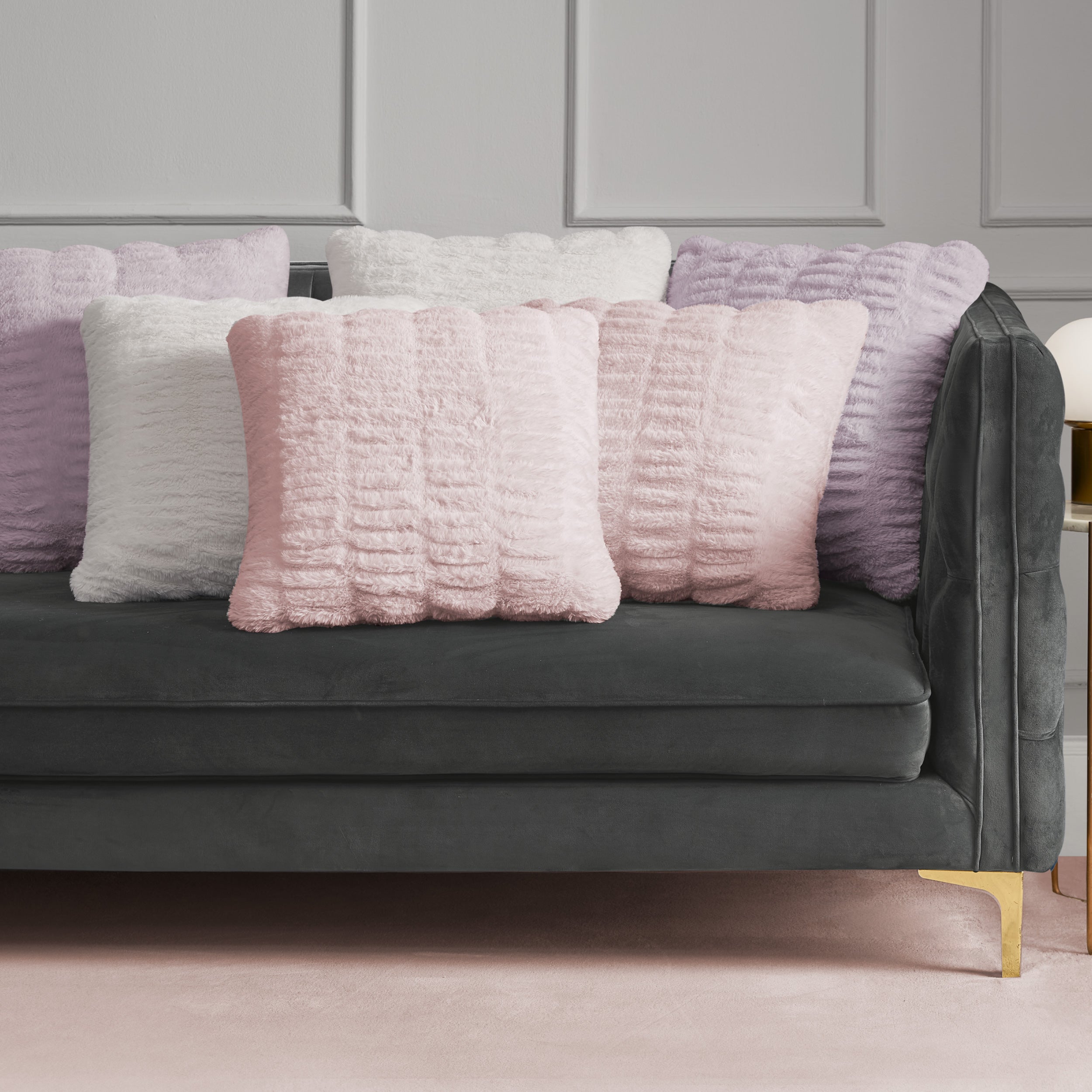 Pleated Faux Fur Decorative Pillow - Image 6