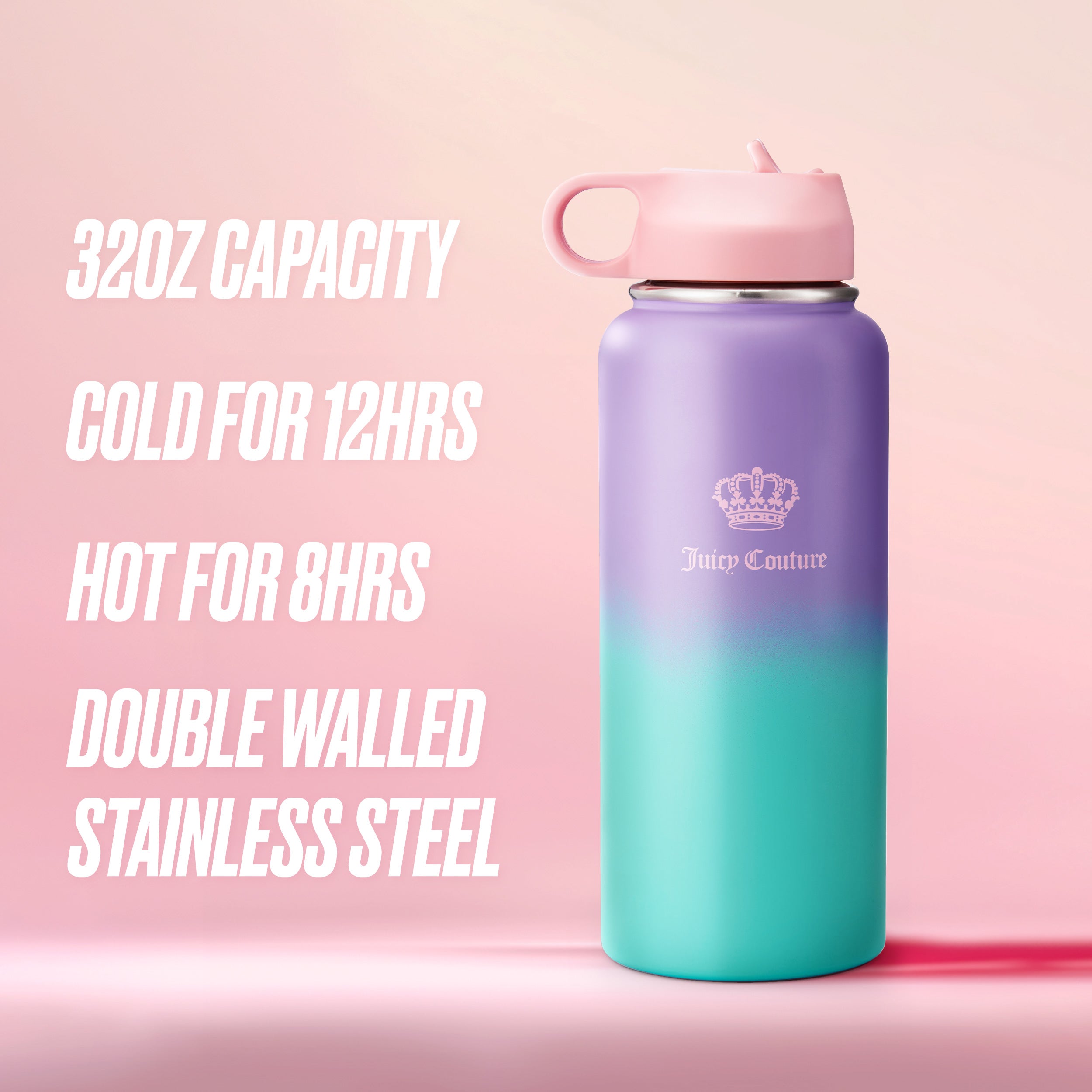 Go Girl Stainless Steel Water Bottle with Pop-up Straw - Image 3