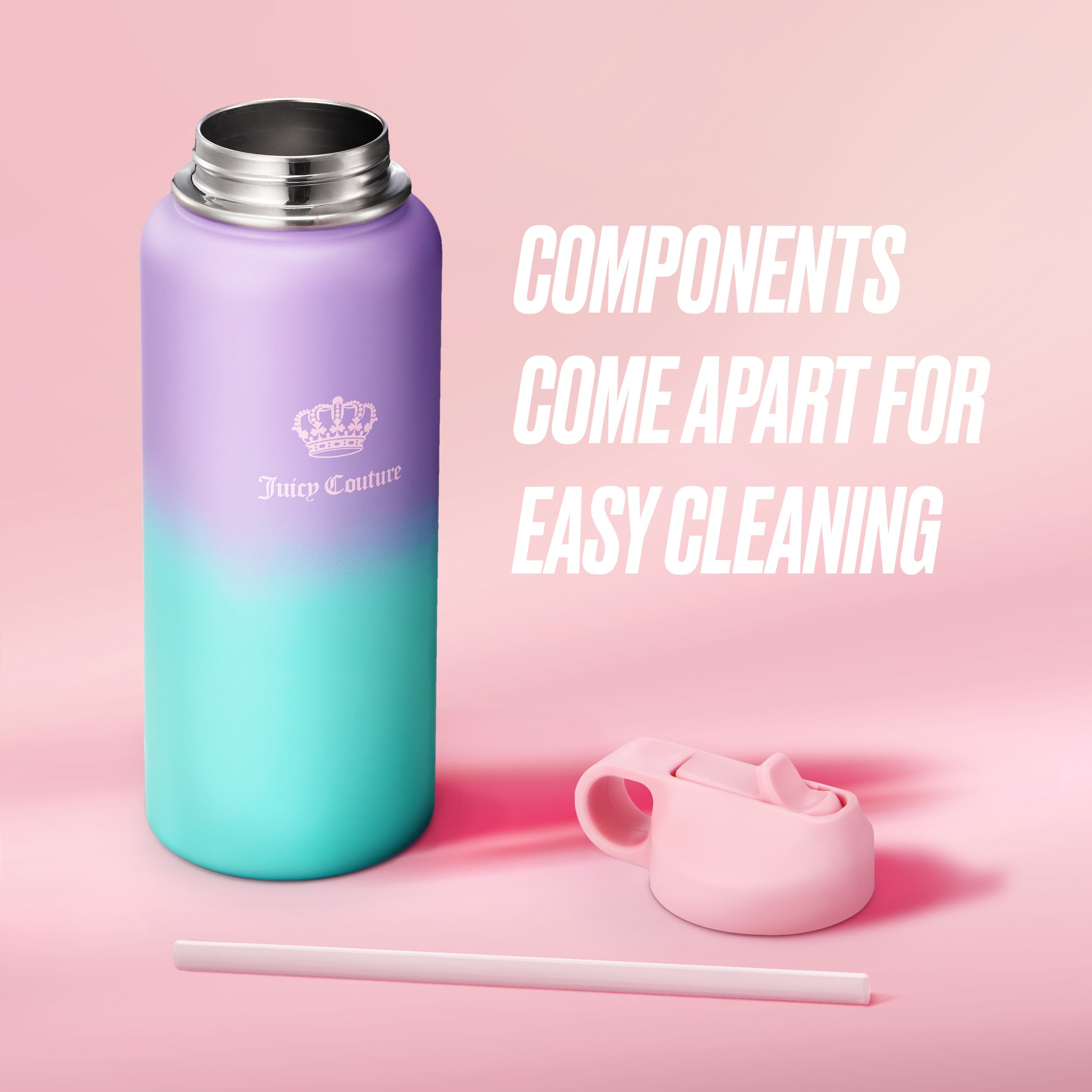 Go Girl Stainless Steel Water Bottle with Pop-up Straw - Image 4