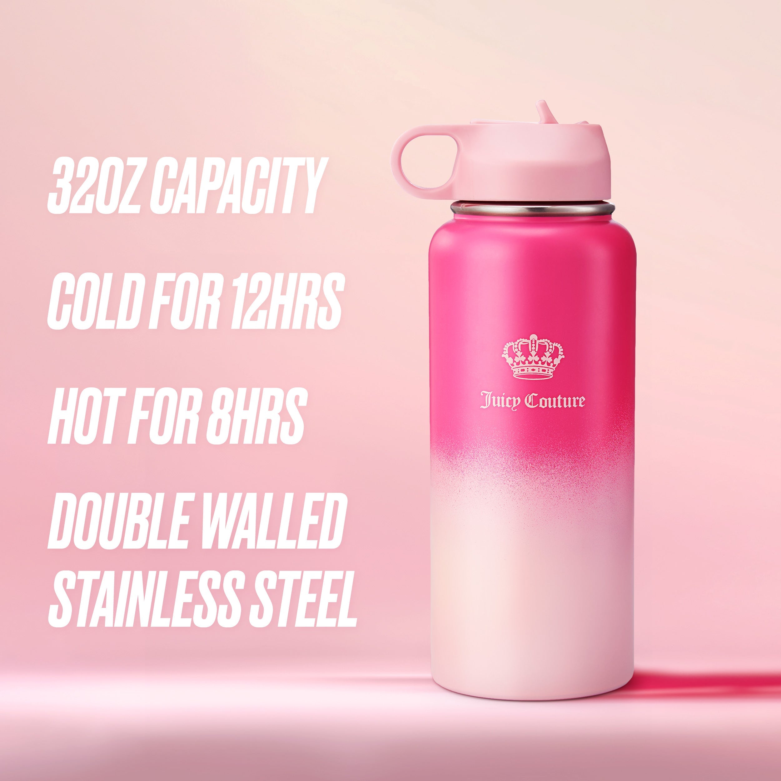 Go Girl Stainless Steel Water Bottle with Pop-up Straw - Image 3