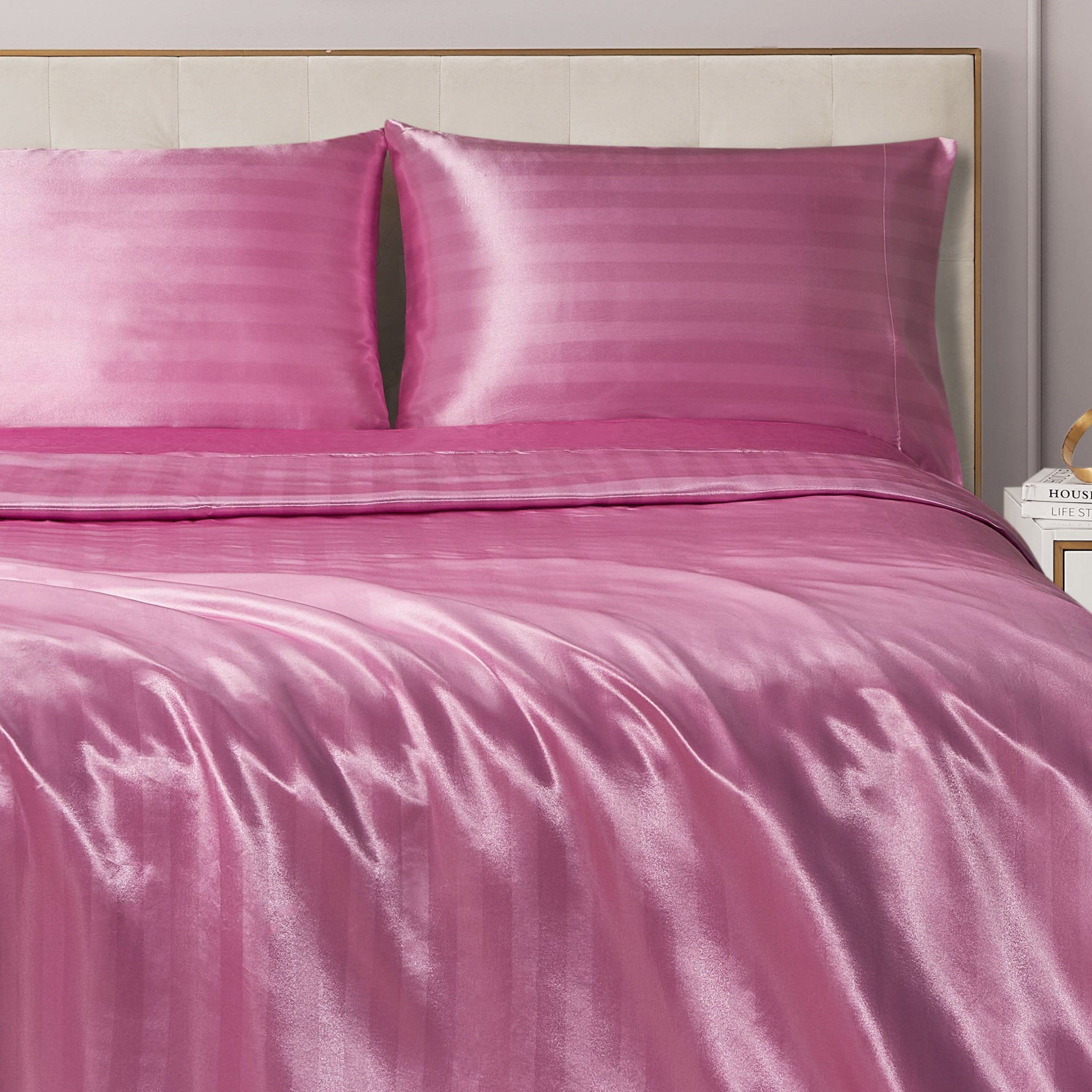 Damask Stripe Satin Sheet Set - Image 4
