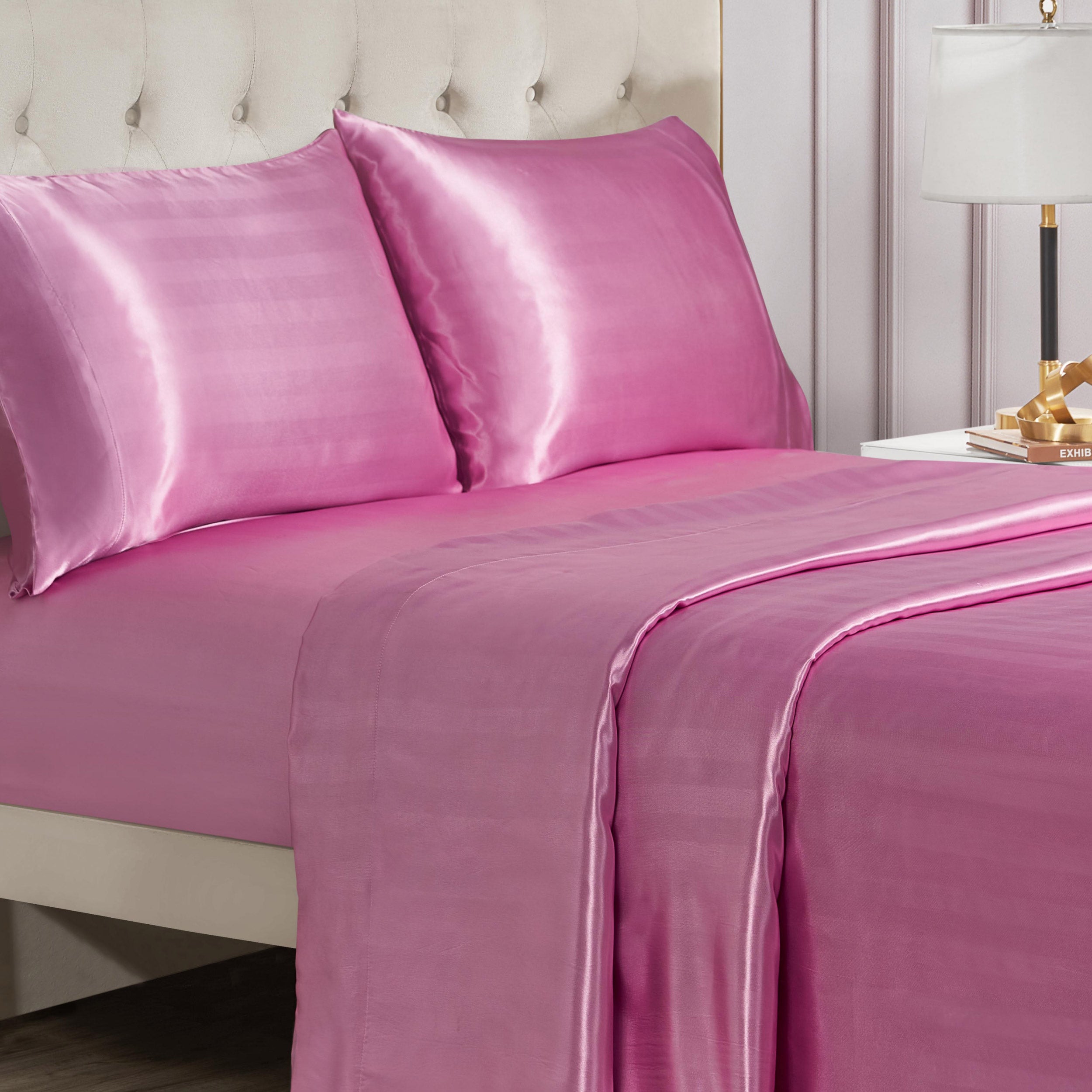 Damask Stripe Satin Sheet Set - Image 2