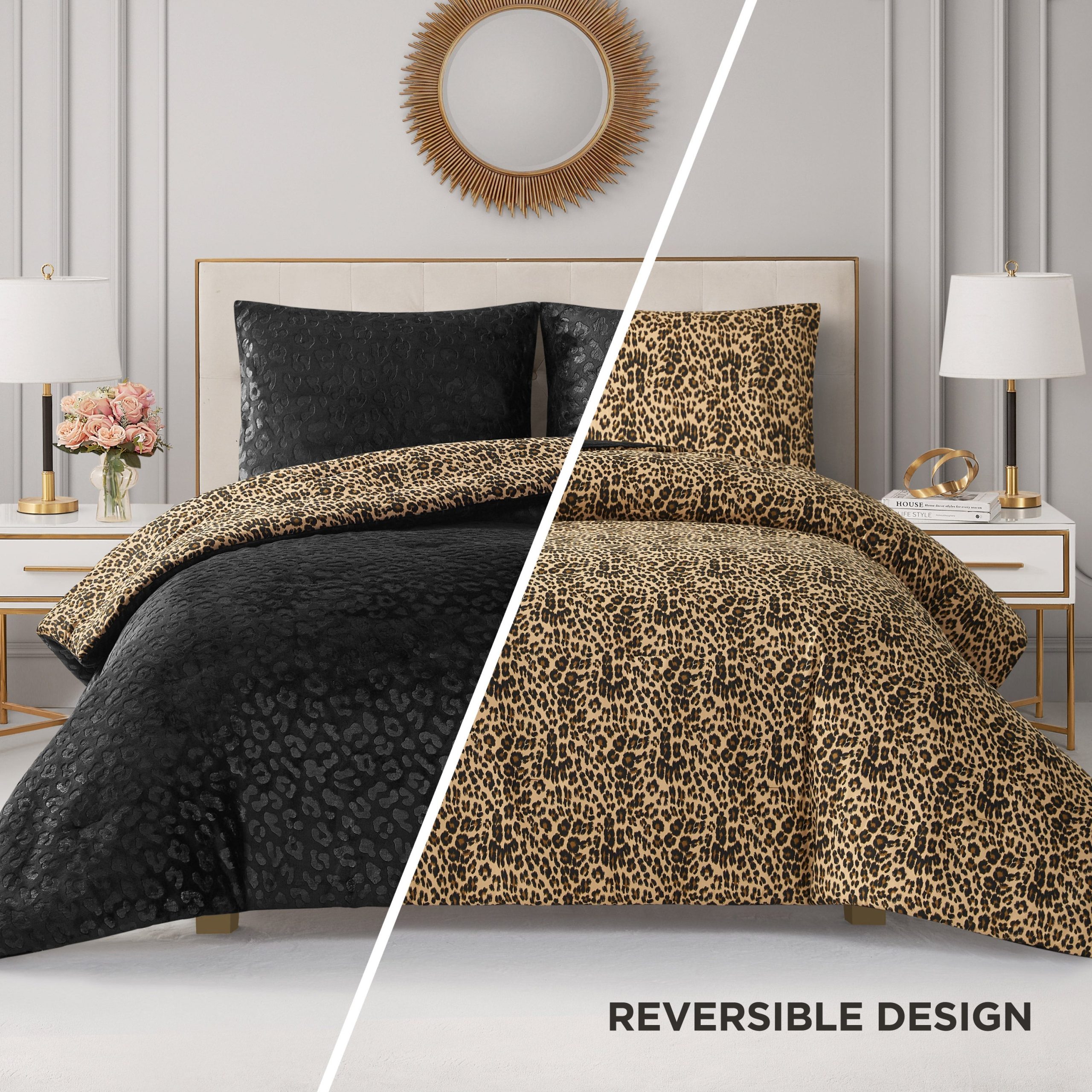 Embossed Leopard Reversible Comforter Set - Image 3