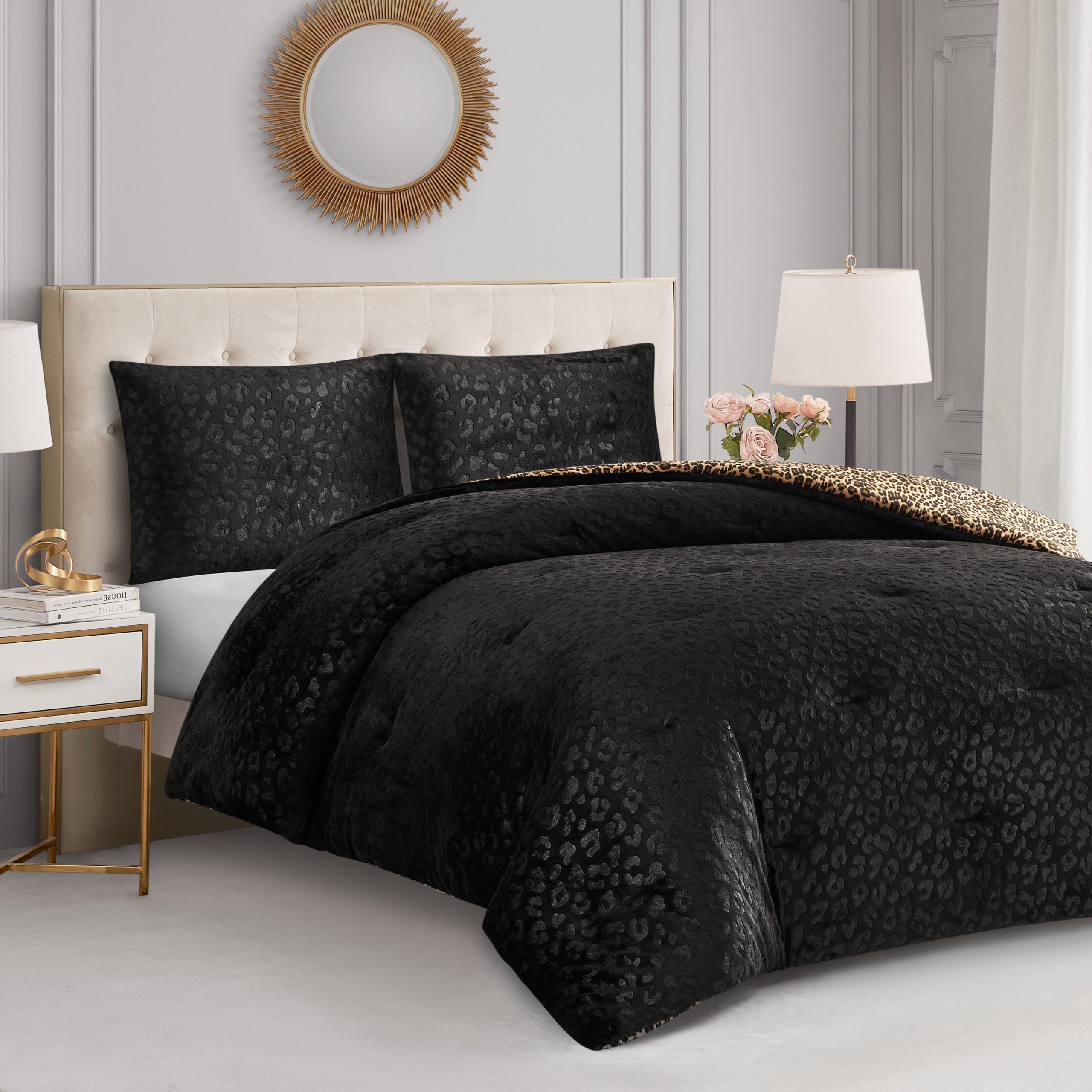Embossed Leopard Reversible Comforter Set - Image 2