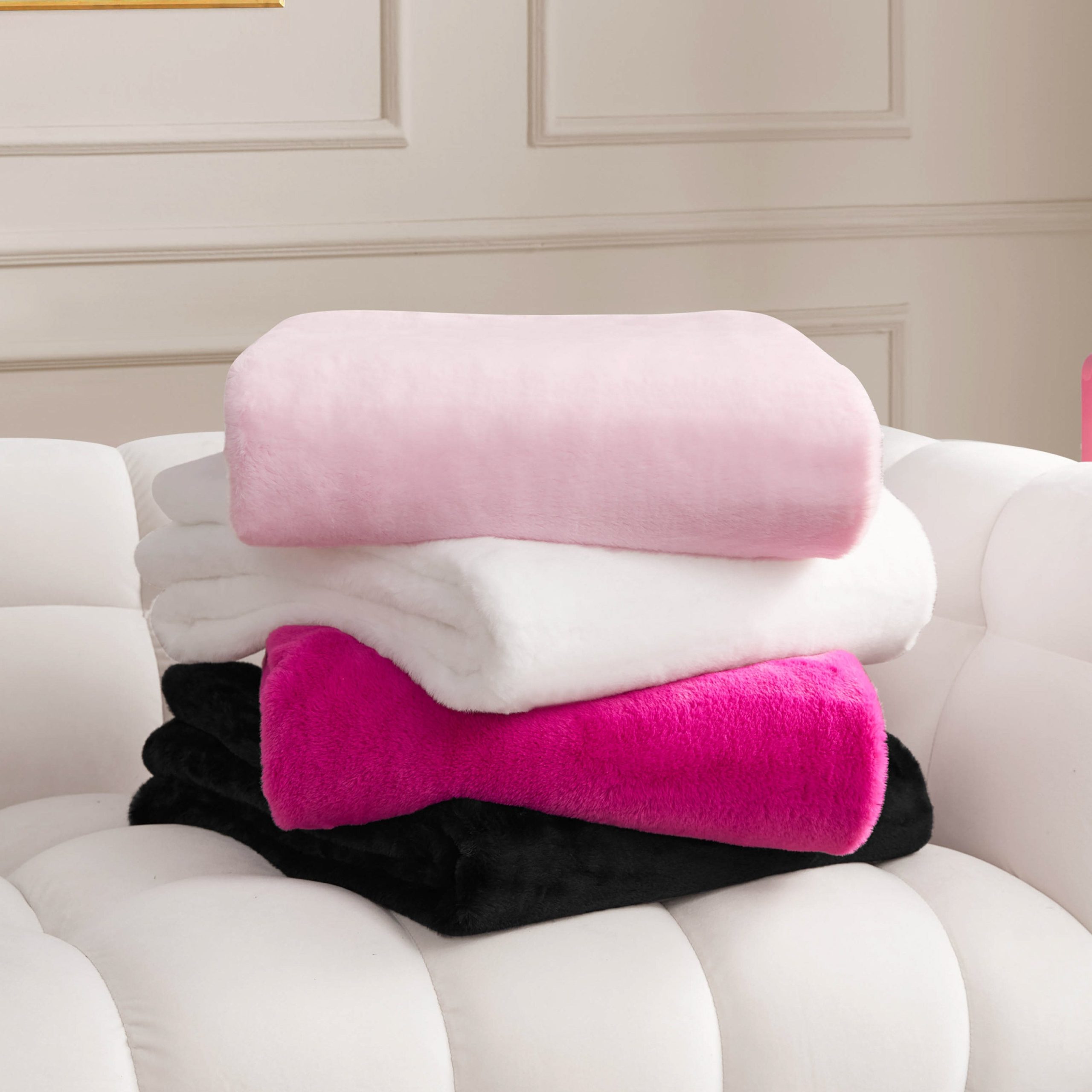 Solid Rabbit Mink Faux Fur Throw Blanket - Image 5