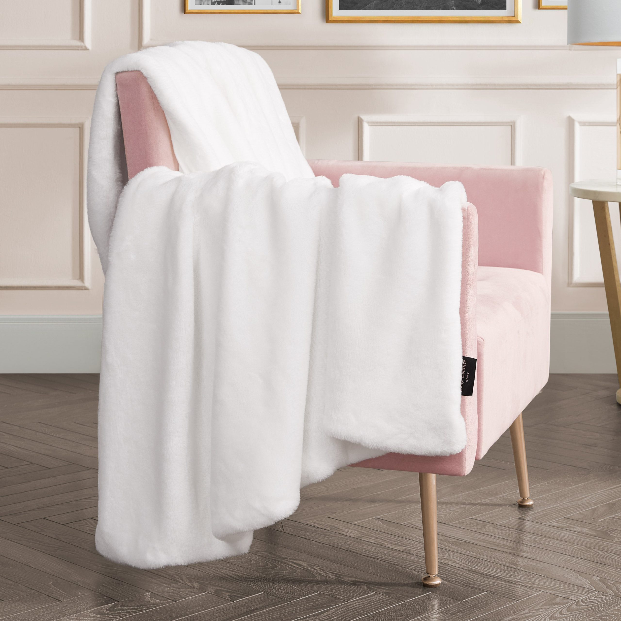 Solid Rabbit Mink Faux Fur Throw Blanket - Image 2