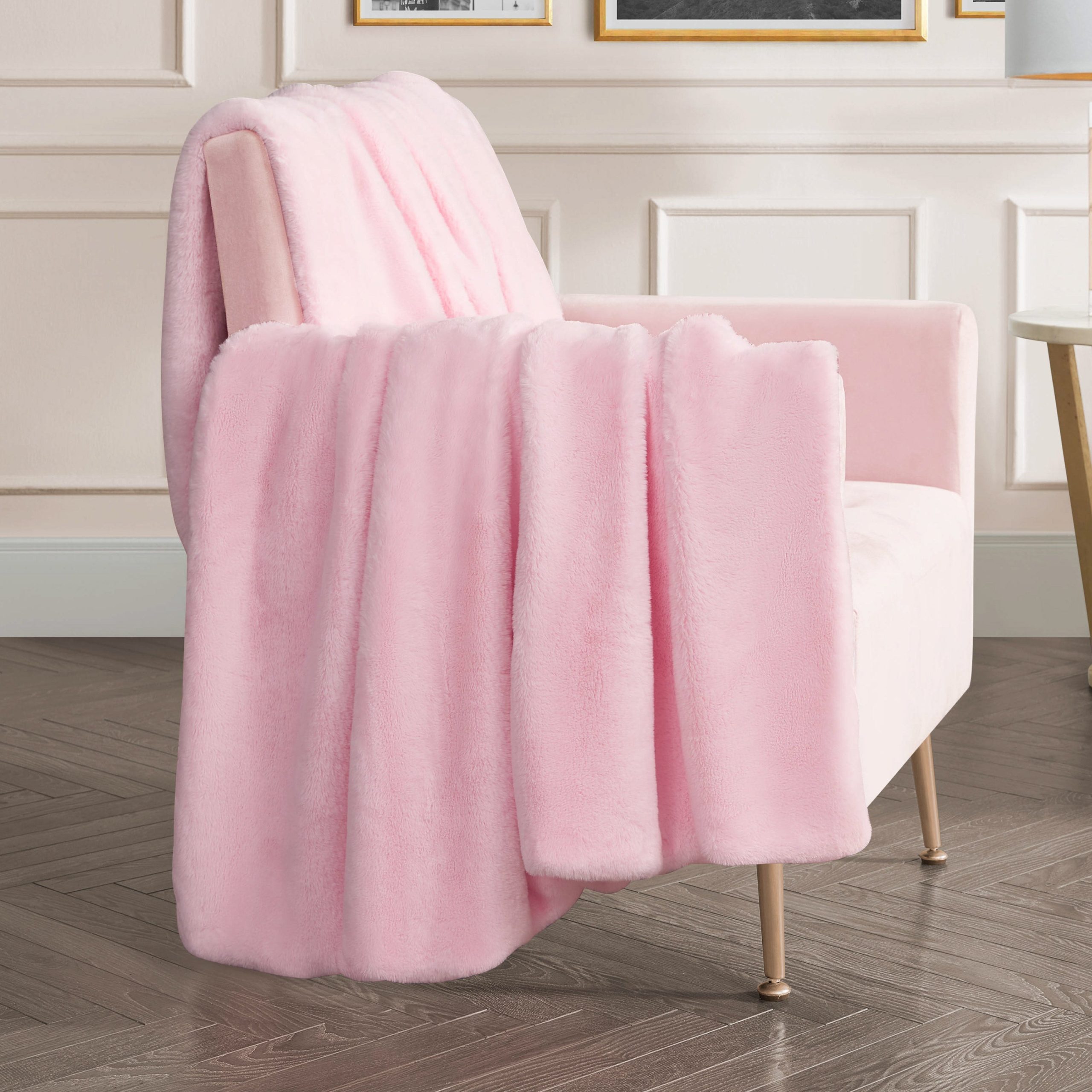 Solid Rabbit Mink Faux Fur Throw Blanket - Image 2