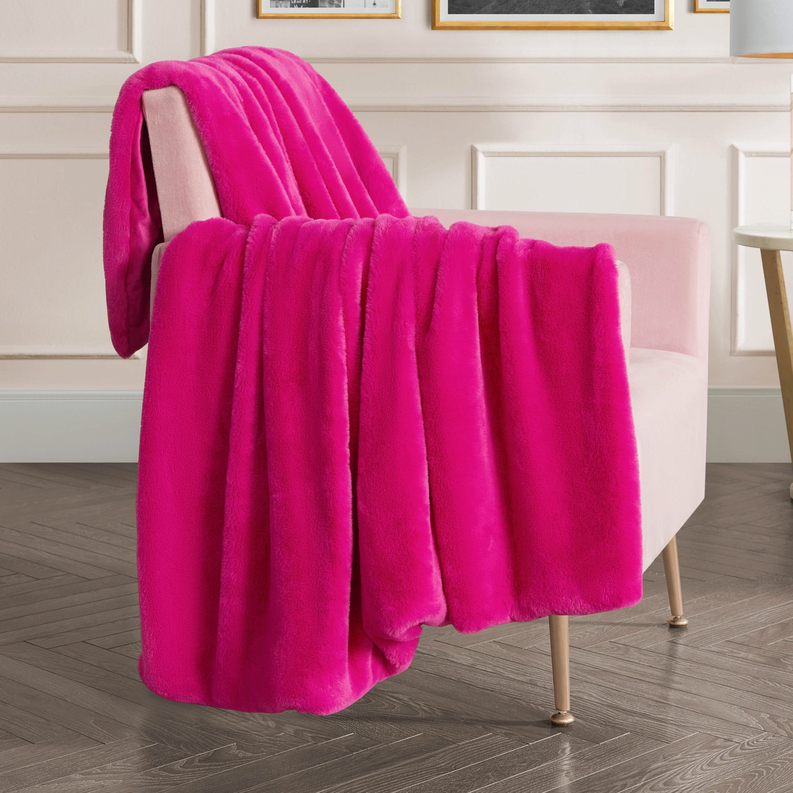 Solid Rabbit Mink Faux Fur Throw Blanket - Image 2