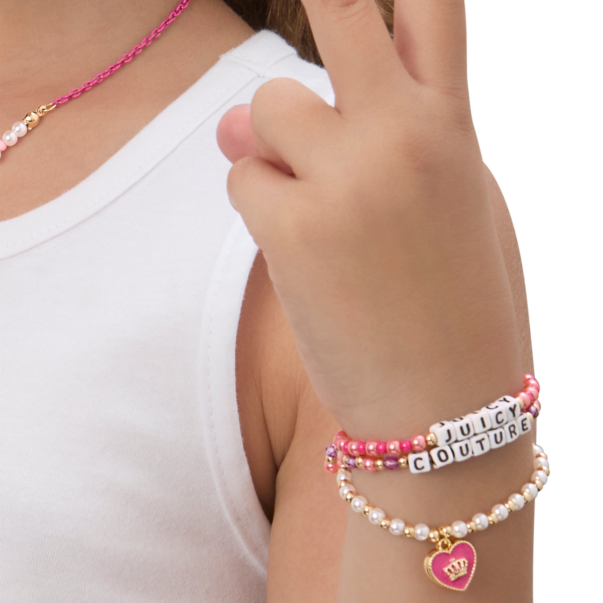 Kids Choose Juicy Heart Charm 3 Piece Beaded Bracelet Set - Image 2
