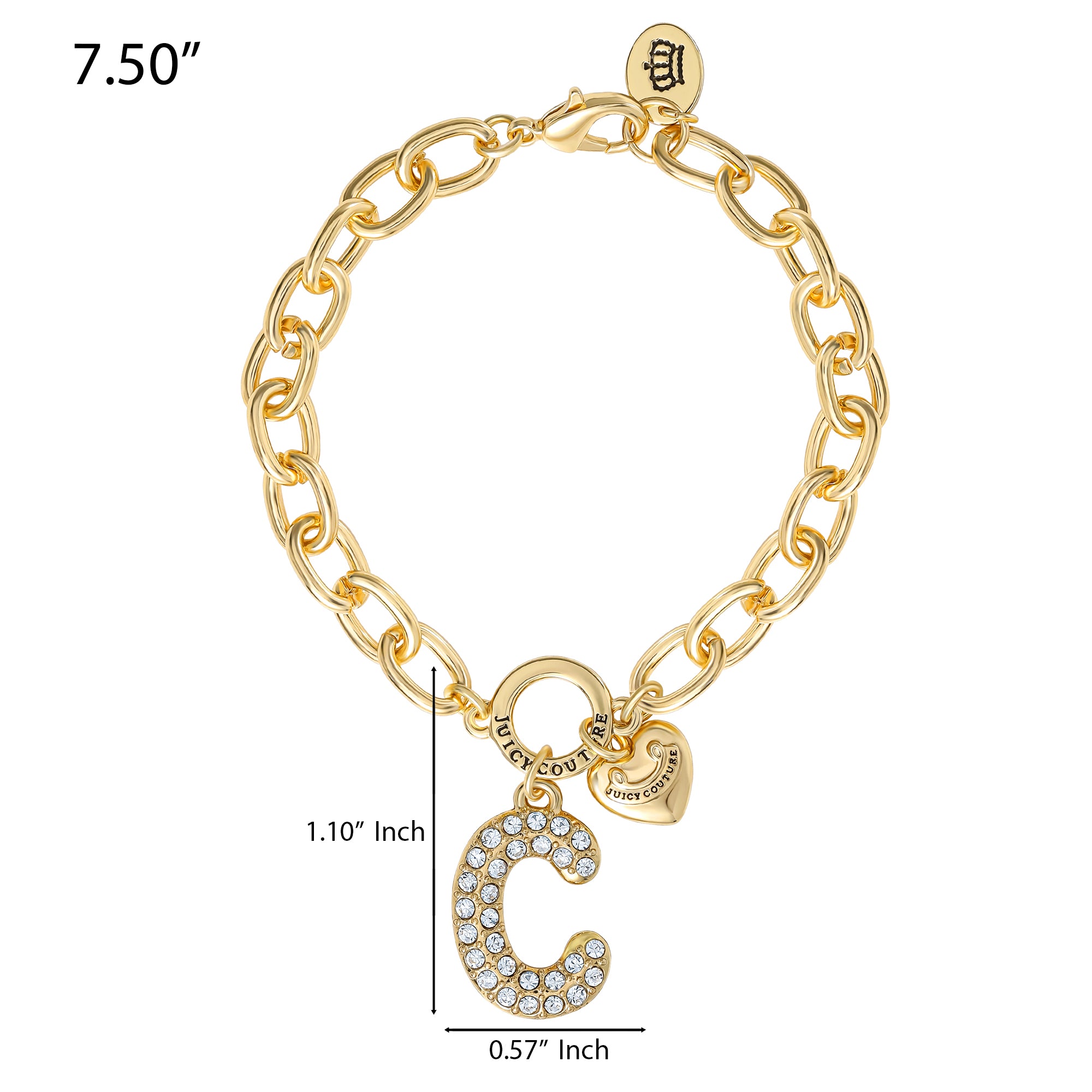 Pav?? Initial Charm Bracelet. Letter C - Image 3