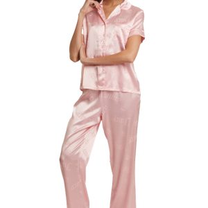 Satin Short Sleeve Notch Collar PJ Set