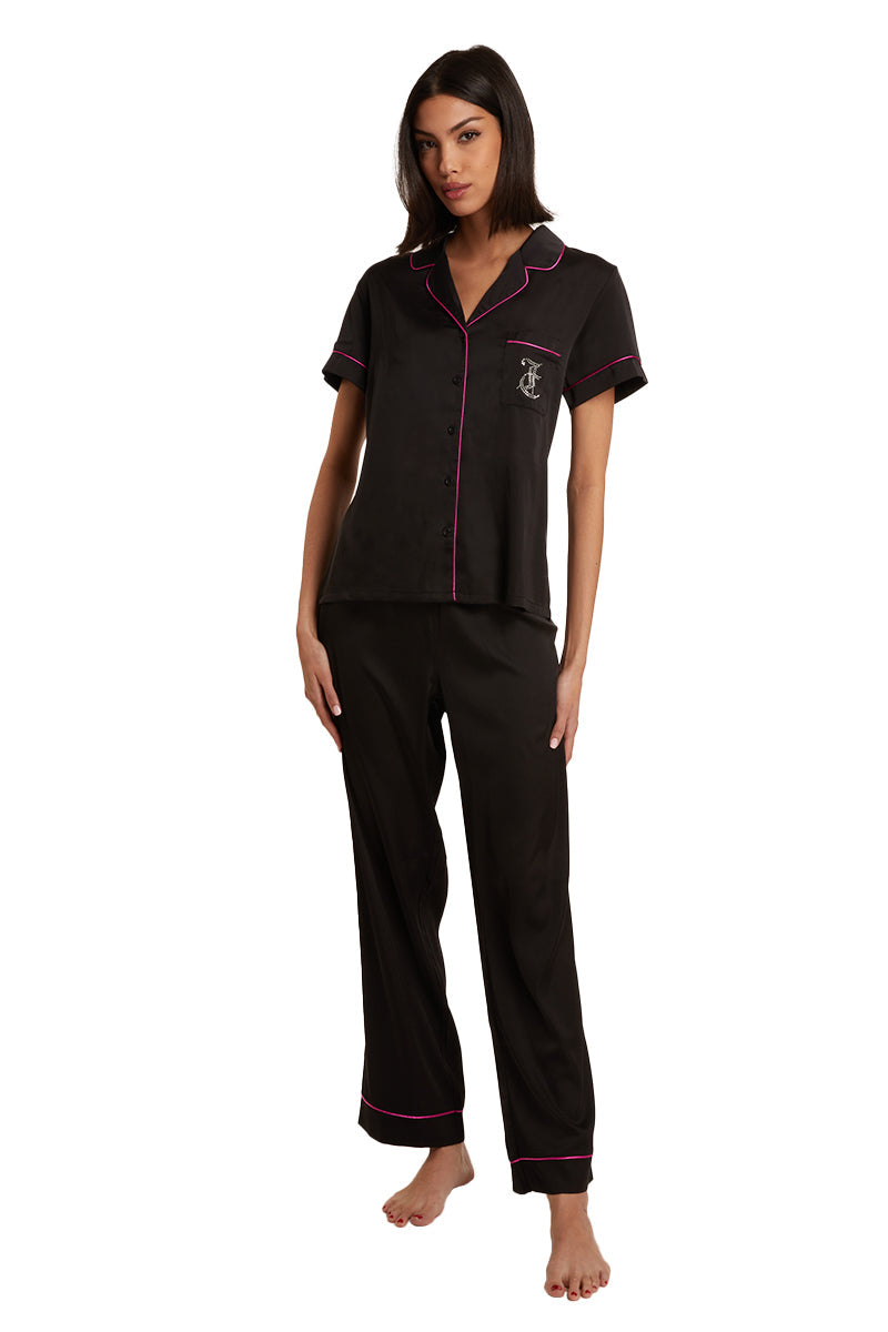 Satin Short Sleeve Notch Collar PJ Set - Image 2