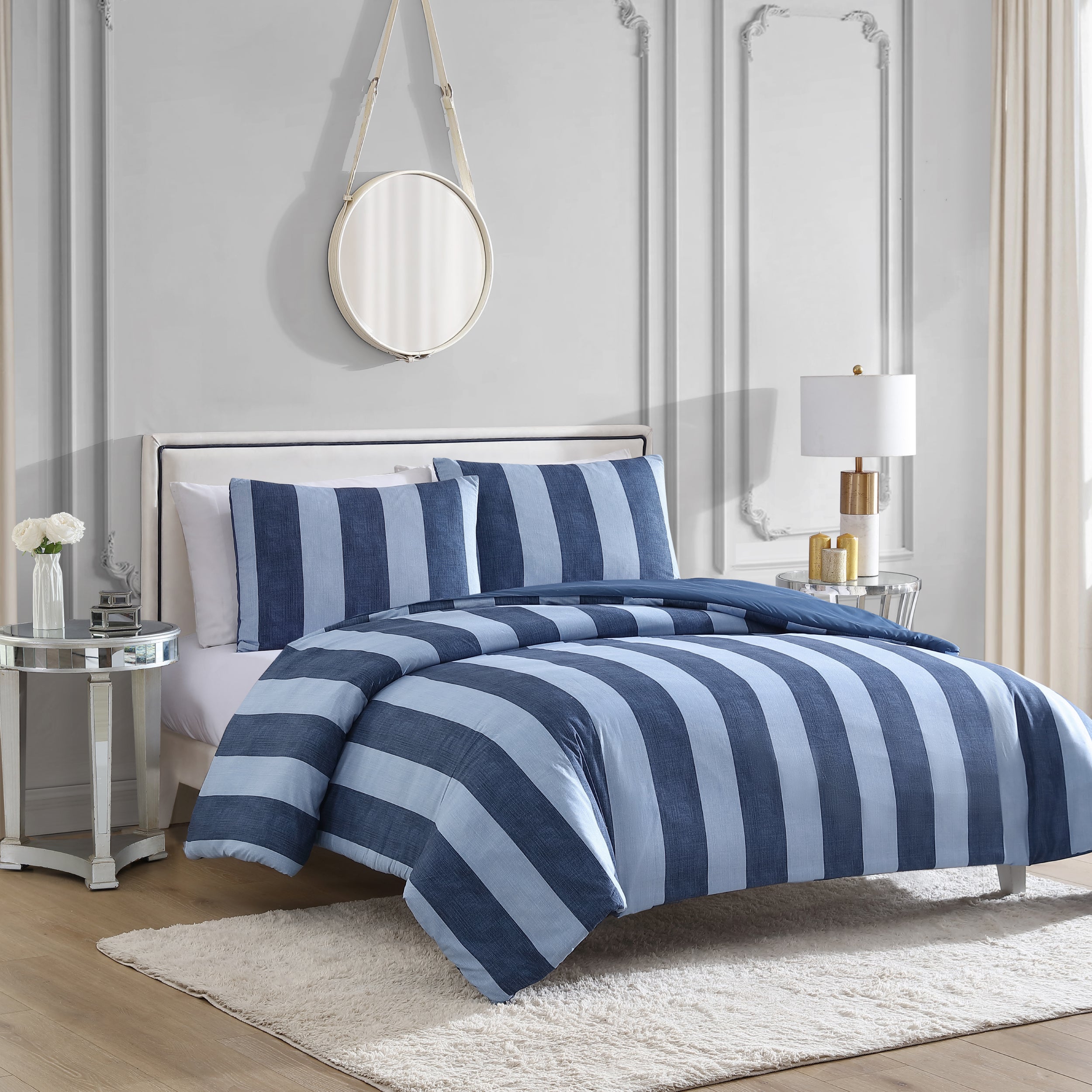 Denim Stripe Reversible Comforter Set - Image 2