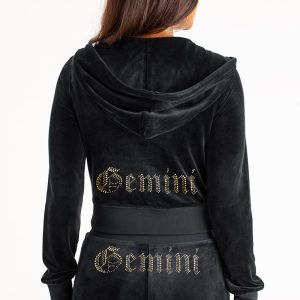 Gemini Customizable Big Bling Velour Hoodie