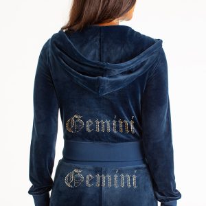 Gemini Customizable Big Bling Velour Hoodie