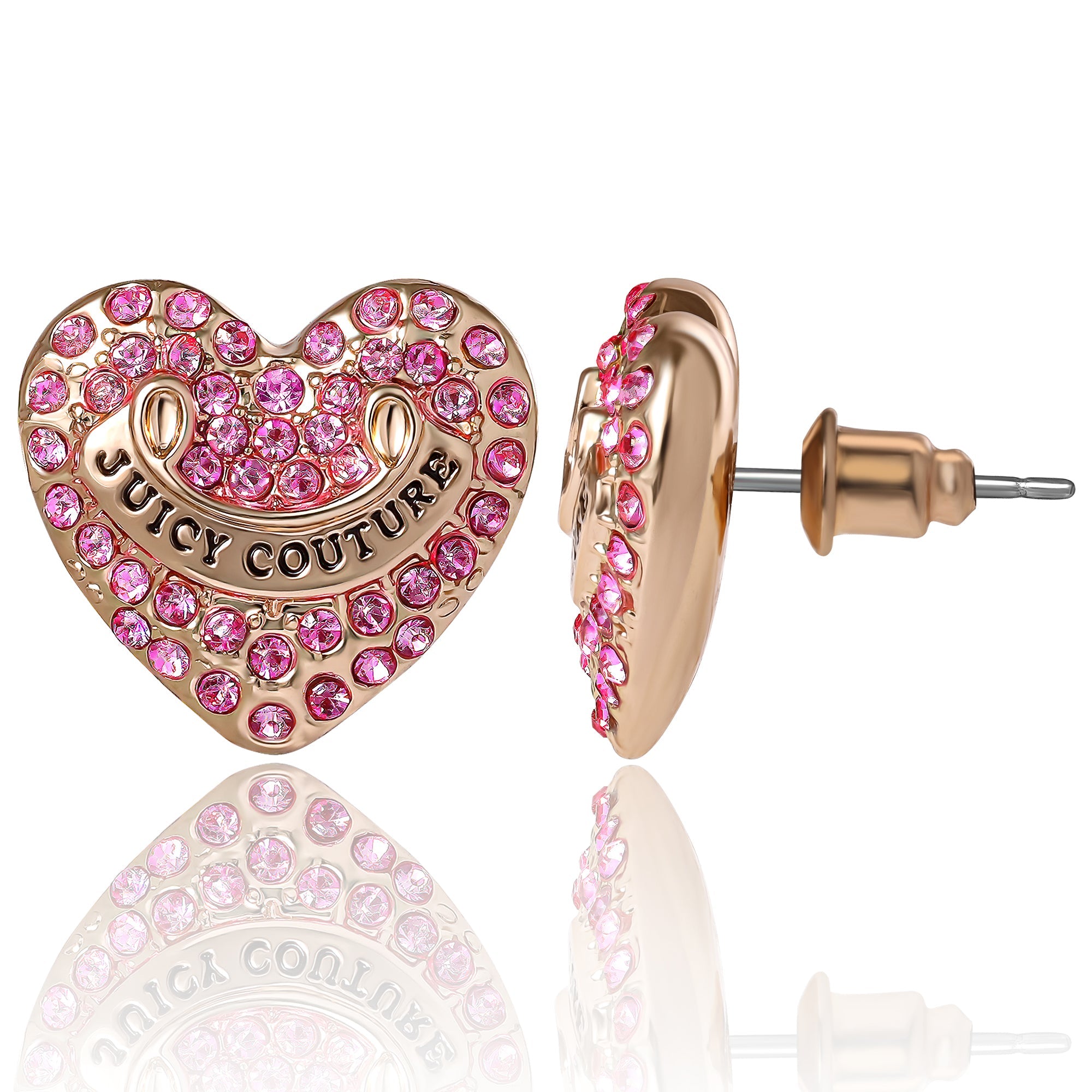 Heart Stud Earrings with Crystal Accents - Image 4